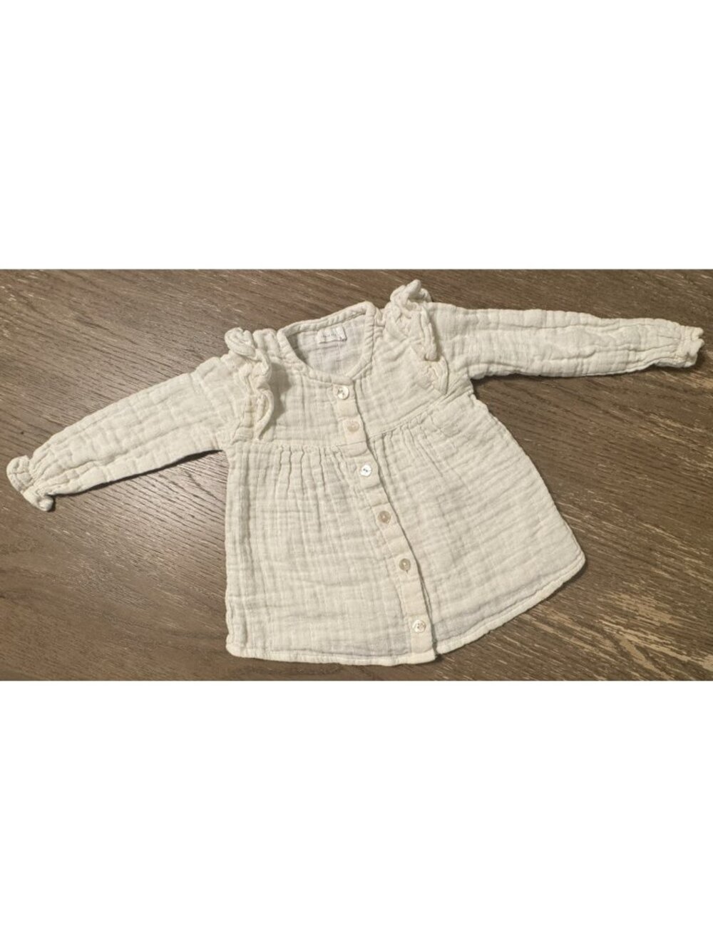 Jamie Kay Muslin Top Long sleeve Organic Blouse Ruffle Gathered Cuff 1 yr